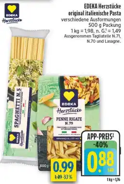 diska EDEKA Herzstücke original italienische Pasta Angebot