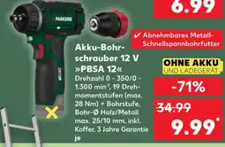 Kaufland Parkside akku-bohrschrauber 12 v pbsa 12 Angebot