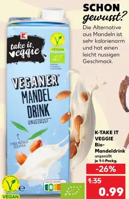 Kaufland K-TAKE IT VEGGIE Bio Mandeldrink Angebot