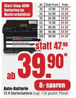 B1 Discount Baumarkt Auto-Batterie Angebot