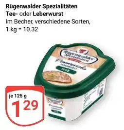 Globus Rügenwalder Spezialitäten Tee- oder Leberwurst Angebot