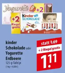 Famila Nord Ost kinder Schokolade oder Yogurette Erdbeere Angebot