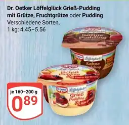 Globus Dr. Oetker Löffelglück Grieẞ-Pudding mit Grütze, Fruchtgrütze oder Pudding Angebot