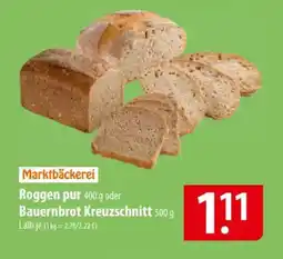 Famila Nord Ost Marktbäckerei Roggen pur oder Bauernbrot Kreuzschnitt Angebot