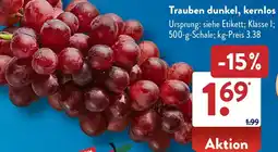 Aldi Süd Trauben dunkel, kernlos Angebot