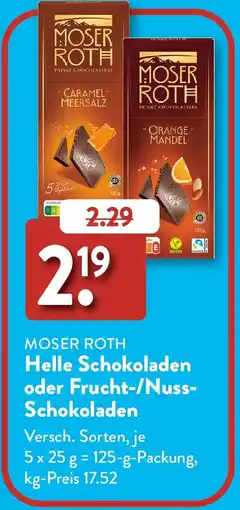 Aldi Süd MOSER ROTH Helle Schokoladen oder Frucht-/Nuss Schokoladen Angebot