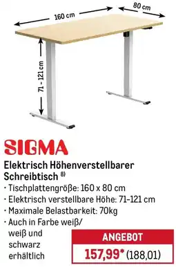 METRO SIGMA Elektrisch Höhenverstellbarer Schreibtisch Angebot