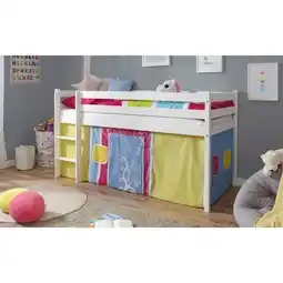 Netto Marken-Discount TiCAA Hochbett Kiefer Weiß Vorhang Bunt Angebot