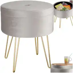 Netto Marken-Discount tectake Sitzhocker mit Stauraum, rund, gepolstert, in Samtoptik Angebot