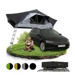 Netto Marken-Discount Juskys Autodachzelt Lago 140 x 240 cm - LED-Beleuchtung & Leiter - Schwarz / Grau Angebot