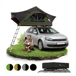 Netto Marken-Discount Juskys Autodachzelt Lago 120 x 210 cm - LED-Beleuchtung & Leiter - Schwarz / Olivgrün Angebot