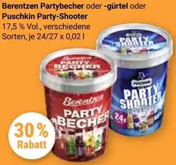 Globus Berentzen Partybecher oder -gürtel oder Puschkin Party-Shooter Angebot