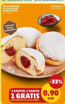PENNY BÄCKERKRÖNUNG Der fruchtig-süß gefüllte Berliner Angebot