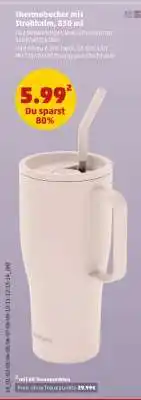 PENNY Thermobecher mit Strohhalm, 830 ml Angebot