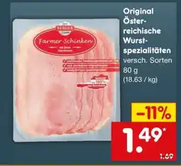 Netto Marken-Discount Original Österreichische Wurstspezialitäten Angebot