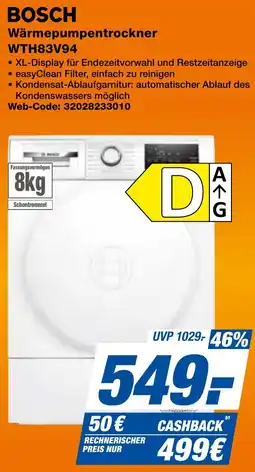 expert Techno Land BOSCH Wärmepumpentrockner WTH83V94 Angebot
