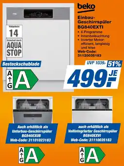 expert Techno Land beko Einbau Geschirrspüler BG840EXTI Angebot