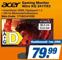 expert Techno Land acer Gaming Monitor Nitro KG 241YX3 Angebot