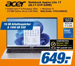 expert Techno Land acer Notebook Aspire Lite 17 (AL17-51P-54RE) Angebot