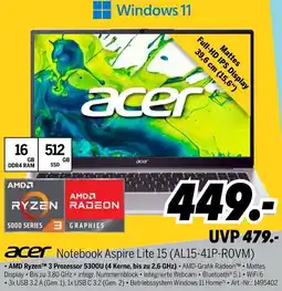 MEDIMAX acer Notebook Aspire Lite 15 (AL15-41P-ROVM) Angebot