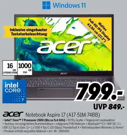 MEDIMAX acer Notebook Aspire 17 (A17-51M-74BB) Angebot