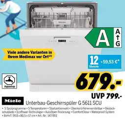 MEDIMAX Miele Unterbau-Geschirrspüler G 5611 SCU Angebot