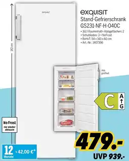 MEDIMAX Exquisit Stand-Gefrierschrank GS231-NF-H-040C Angebot