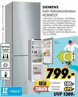 MEDIMAX SIEMENS Kühl-/Gefrierkombination KG36NEICF Angebot