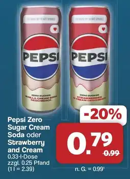 Famila Nord West Pepsi Zero Sugar Cream Soda oder Strawberry and Cream Angebot