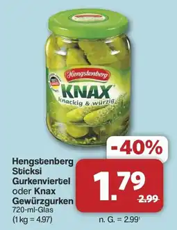 Famila Nord West Hengstenberg Sticksi Gurkenviertel oder Knax Gewürzgurken Angebot