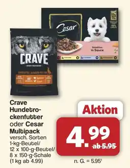 Famila Nord West Crave Hundetrockenfutter oder Cesar Multipack Angebot