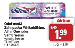 Famila Nord West Odol-med3 Zahnpasta White&Shine, All in One oder Samt Weiss Angebot