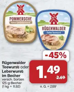 Famila Nord West Rügenwalder Teewurst oder Leberwurst Angebot