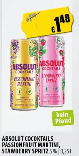FreeOneShop ABSOLUT COCOKTAILS PASSIONFRUIT MARTINI, STAWBERRY SPRITZ Angebot