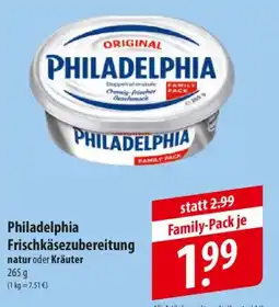 Famila Nord Ost Philadelphia Frischkäsezubereitung natur oder Kräuter Angebot