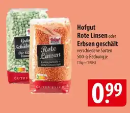 Famila Nord Ost Hofgut Rote Linsen oder Erbsen geschält Angebot