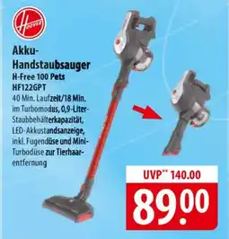 Famila Nord Ost Hoover Akku- Handstaubsauger H-Free 100 Pets HF122GPT Angebot