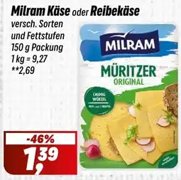Simmel Milram Käse oder Reibekäse Angebot