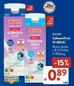 Aldi Süd MILSANI Laktosefreie H-Milch Angebot