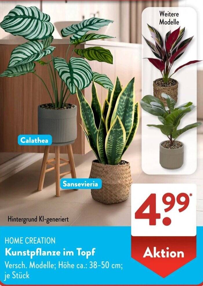 HOME CREATION Kunstpflanze im Topf Angebot bei Aldi Sd