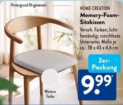 Aldi Süd HOME CREATION Memory-Foam- Sitzkissen Angebot