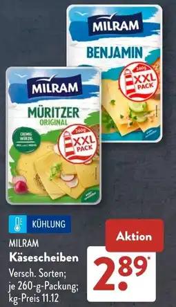 Aldi Süd MILRAM Käsescheiben Angebot