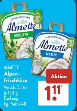 Aldi Süd ALMETTE Alpen frischkäse Angebot
