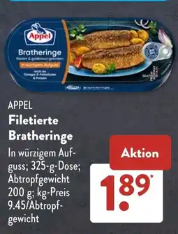 Aldi Süd APPEL Filetierte Bratheringe Angebot