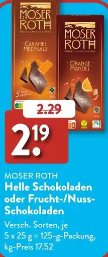 Aldi Süd MOSER ROTH Helle Schokoladen oder Frucht-/Nuss- Schokoladen Angebot