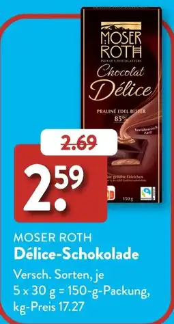 Aldi Süd MOSER ROTH Délice-Schokolade Angebot