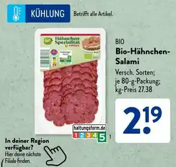 Aldi Süd BIO Bio-Hähnchen- Salami Angebot
