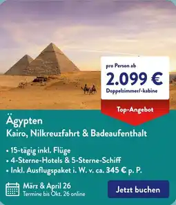 Aldi Süd Ägypten Kairo, Nilkreuzfahrt & Badeaufenthalt Angebot