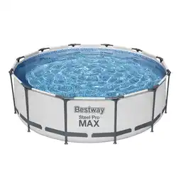 Netto Marken-Discount Bestway Steel Pro MAX Frame Pool Set mit Filterpumpe Ø 366 x 100 cm, lichtgrau, rund Angebot