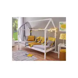 Netto Marken-Discount Inter Link Kinderbett Hausbett Sunroad 90x200 cm in Kiefer Massivholz - Weiss Angebot